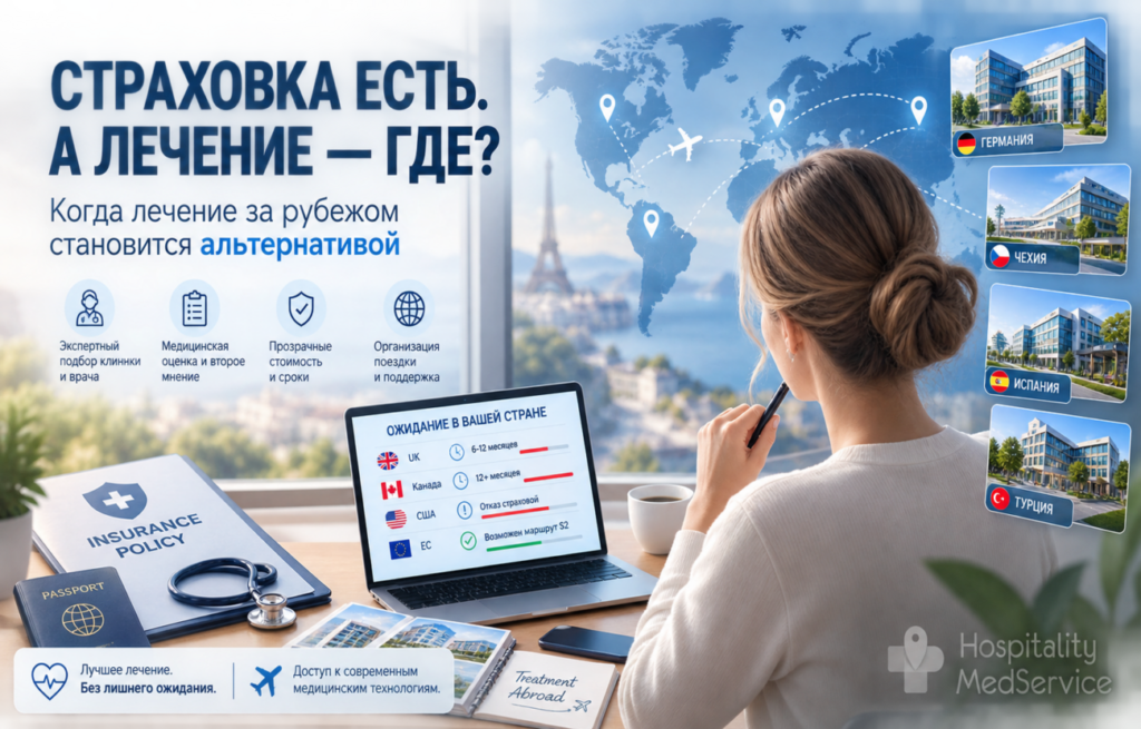 Пациентка рассматривает варианты лечения за рубежом при длительном ожидании медицинской помощи и ограничениях страхового покрытия
